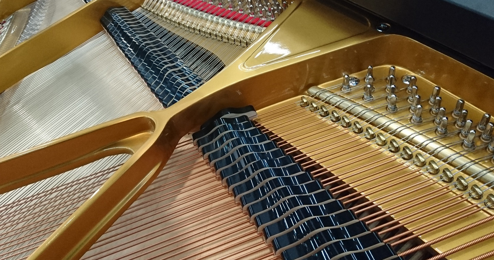 Interior view of a grand piano